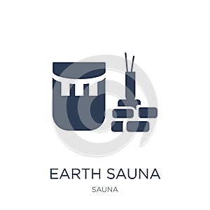 Earth sauna icon. Trendy flat vector Earth sauna icon on white b