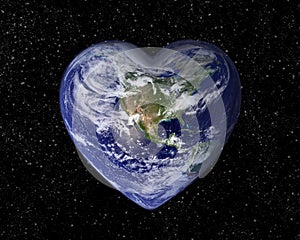 The earth in the shape of a heart