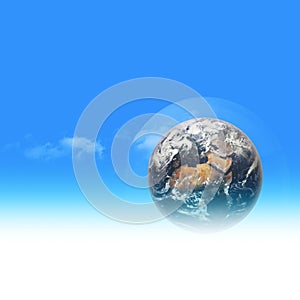 Earth in the skies. Abstract environmental backgrounds with globe