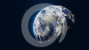 Earth from Space. High Resolution Planet Earth view. 3d realistic Illustration. Elements of this image are furnished by NASA