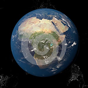 The Earth from space showing Africa 3d render illustration. Other orientations available.