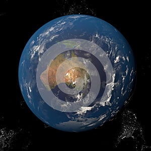 The Earth from space showing Australia and Indonesia. Other orientations available.