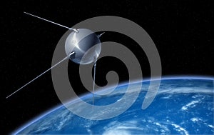 "Sputnik" Satellite Orbiting the Earth photo