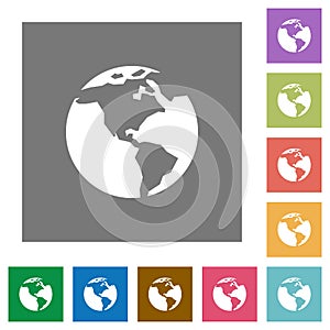 Earth square flat icons