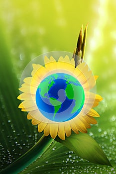 Earth on sun flower