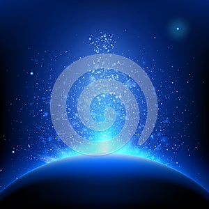 Earth - sunrise in deep blue space. EPS 10