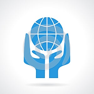 Earth supporting hands icon