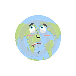 Earth surprise Emoji. Planet amaze emotion isolated