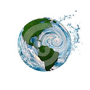 Earth symbol made by grass and water