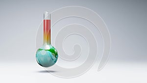 Earth Thermometer Spinning on Studio Light Gray Background