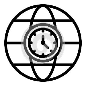 Earth time zone icon outline vector. Local time