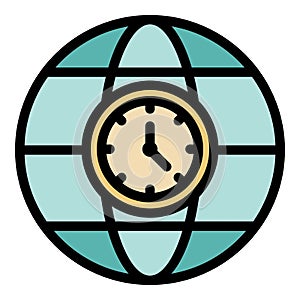 Earth time zone icon vector flat