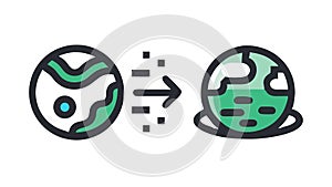 Earth Transformation or Evolution, environmental change, vector design Generative AI