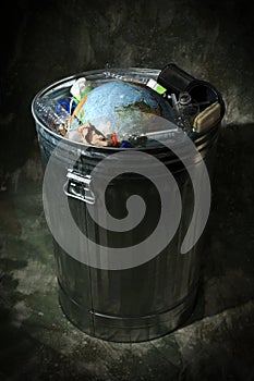 Earth in Trash Can