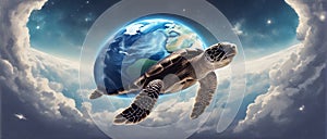 Earth turtle in space