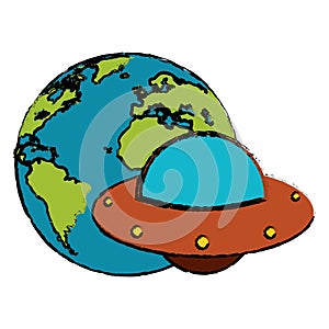 earth with UFO invasion design