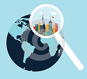 Earth under magnifier