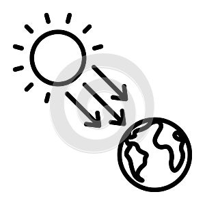 Earth And UV Sun icon. the northern and southern vector illustration