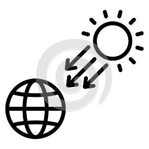 Earth And UV Sun icon. the northern and southern vector illustration