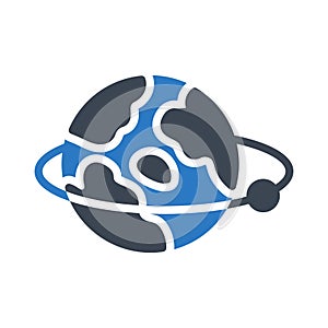 Earth glyph colour vector icon