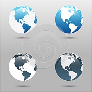 Earth vector icons set in different colors