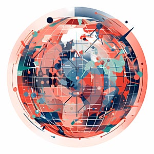 Earth view full with telecommunication networks in view, satelites, satelite internet design