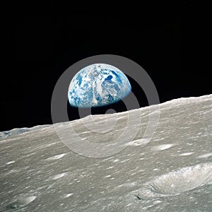 Earth View from the Moon's Surface