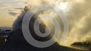 Earth, volcanic activity, Geothermal area , fumaroles volcanic boiling mud pots, Iceland.