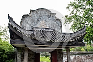 Earth walls of ancient buildings and ancient ginkgo trees