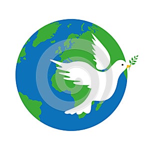 Earth and white dove peace symbol