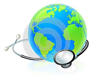 Earth World Globe Stethoscope Health Concept