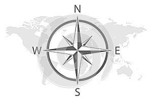 Earth world map compass asia europe america vector. north