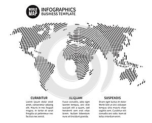 Earth world map of spiral line. Abstract geography vector background