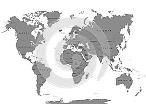 The Earth, World Map on white background. Antarctica. Vector illustration