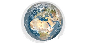 Earth world from space round white background