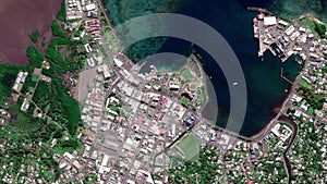 Earth zoom in from space to Apia, Samoa in Town Clock Tower