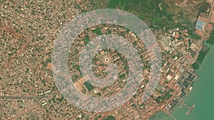 Earth zoom in from space to Bissau, Guinea-Bissau