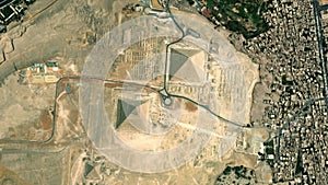 Earth zoom in from space to Cairo, Egypt in Giza Pyramids