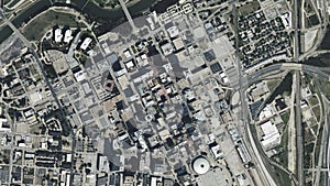 Earth zoom in from space to Fort Worth, USA in Sundance Square