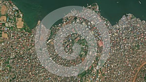 Earth zoom in from space to Freetown, Sierra Leone in Cotton Tree