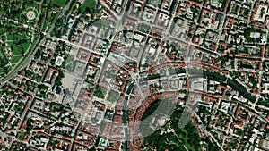 Earth zoom in from space to Ljubljana, Slovenia in Preseren Square