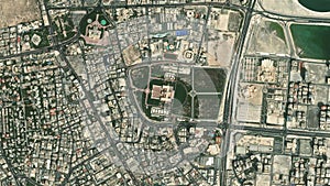 Earth zoom in from space to Manama, Bahrain in Gudaibiya Palace