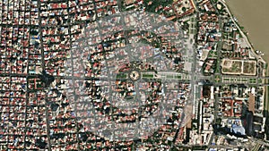 Earth zoom in from space to Phnom Penh, Cambodia in Independence Monument