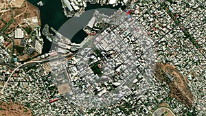 Earth zoom in from space to Port Louis, Mauritius