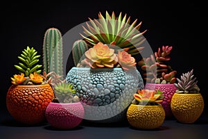 Earthen Elegance, Vibrant Succulents Thrive in a Pottery Haven, A Tapestry of Nature\'s Hues