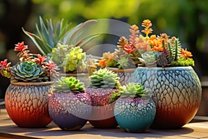 Earthen Elegance, Vibrant Succulents Thrive in a Pottery Haven, A Tapestry of Nature\'s Hues