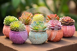 Earthen Elegance, Vibrant Succulents Thrive in a Pottery Haven, A Tapestry of Nature\'s Hues