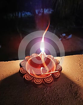 A earthen lamp based Diya ðŸª” during Deepawali Celebrations in India
