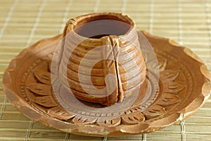 Earthen Pottery Tea Cup and Saucer