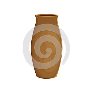 Earthenware ceramic vase brown color